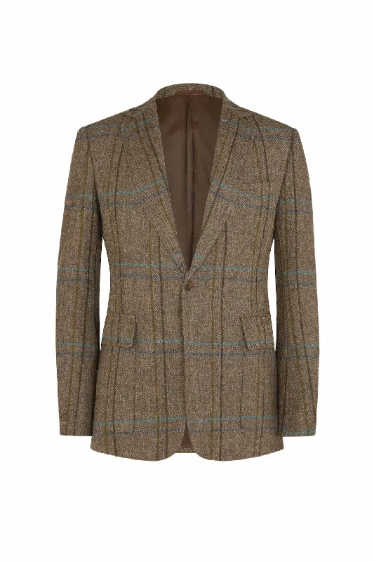 Classic Zip Jacket-Blue/Brown Overcheck House Tweed Jacket