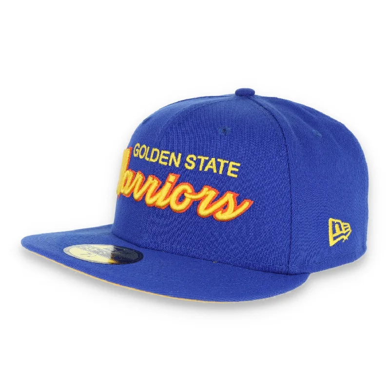 Bold Color Snapback-Golden State Warriors New Era 59Fifty Fitted 1989 Script Hat-Royal