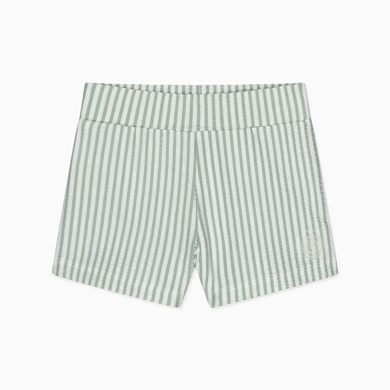 High-Performance Shorts-Sage Stripe Seersucker Swim Shorts