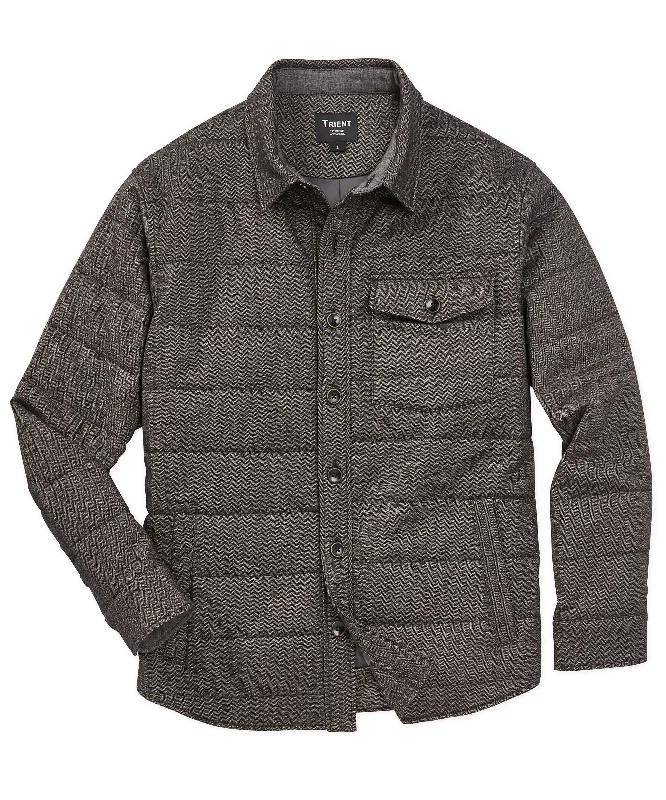 Breathable Jacket-Trient Quilted Herringbone Shirt Jacket