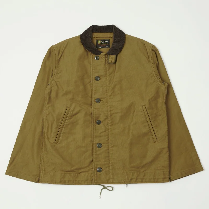 Stylish Bomber Jacket-Buzz Rickson's AA N-1 Civilian Model Deck Jacket - Khaki