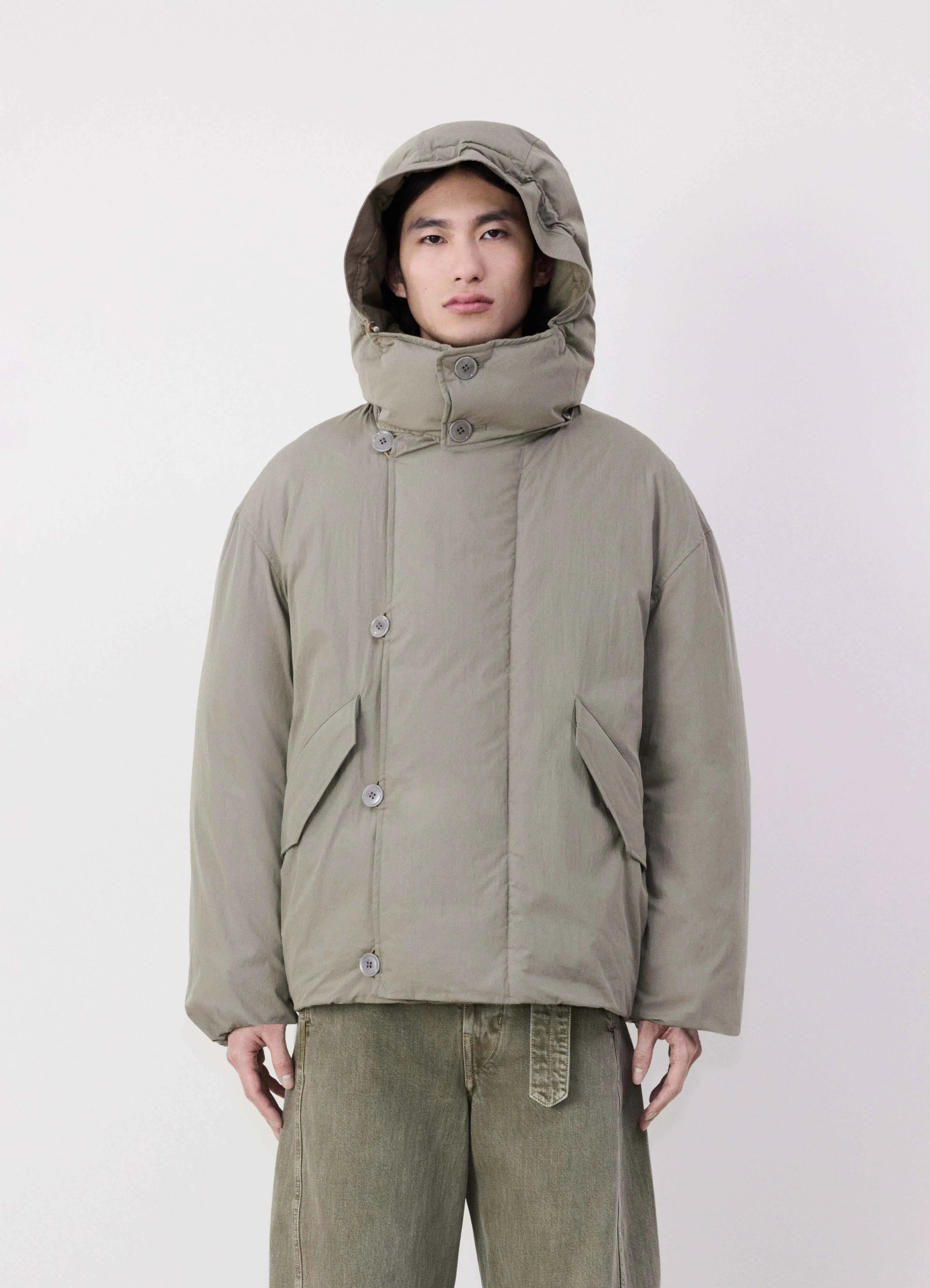 Commuter Jacket-HOODED PUFFER BLOUSON