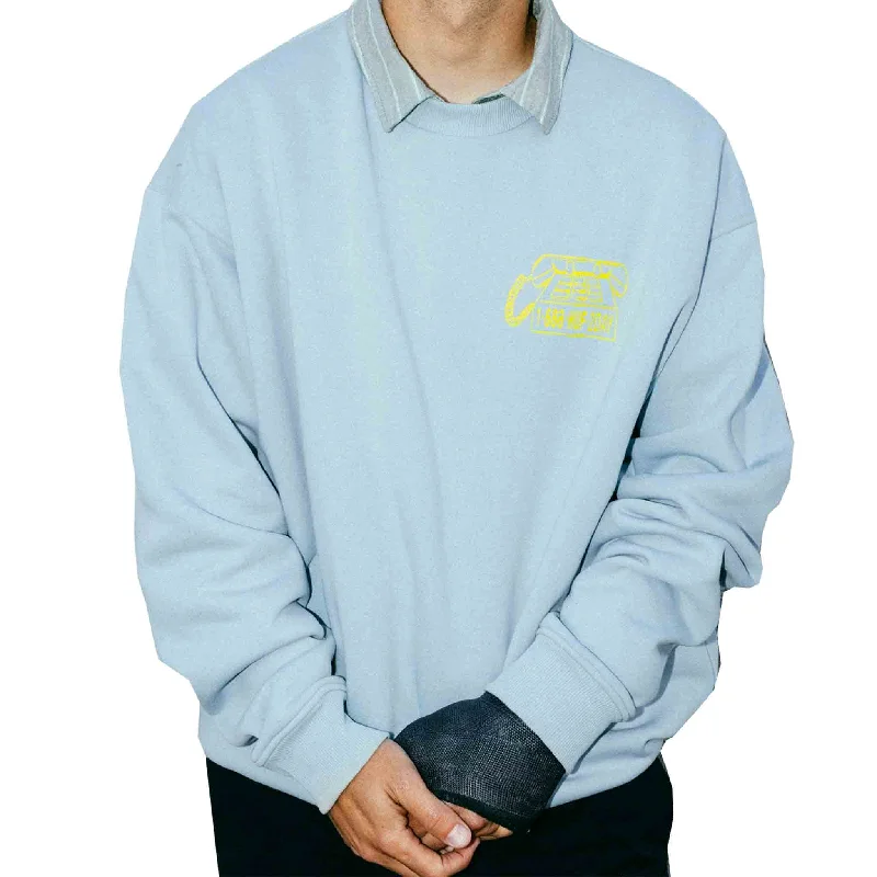 Soft Sweatshirt-686 X HUF Heavyweight Crew Light Blue