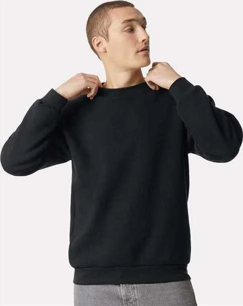 Cozy Comfort Sweatshirt-American Apparel RF496 ReFlex Fleece Crewneck Sweatshirt - Black