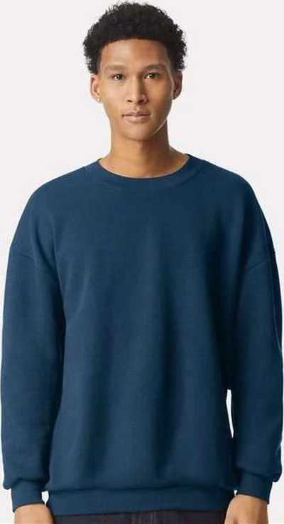 Simple Crew Sweatshirt-American Apparel RF496 ReFlex Fleece Crewneck Sweatshirt - Sea Blue