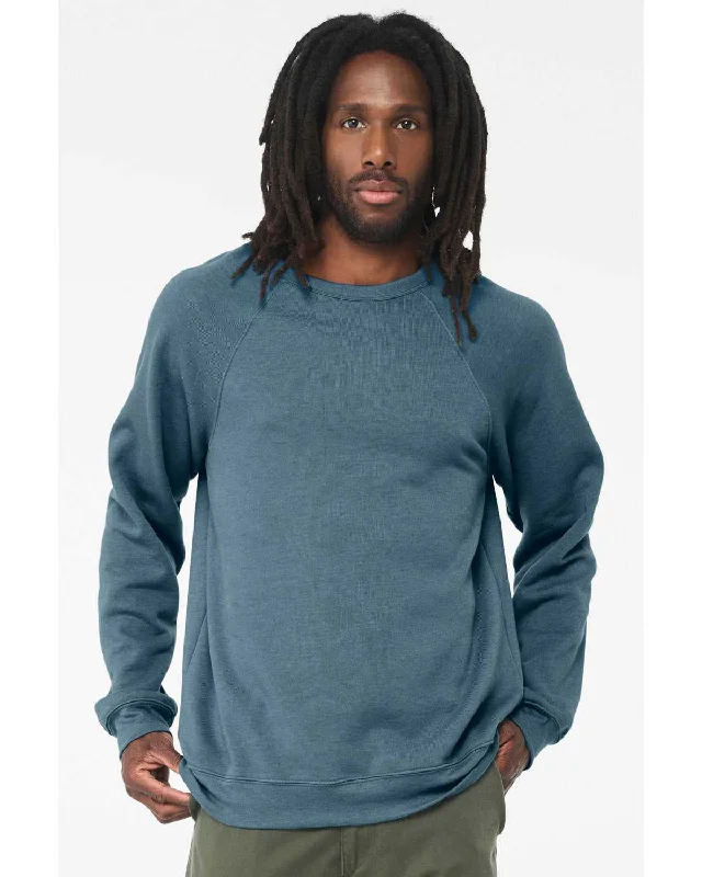 Trendy Sweatshirt-Bella + Canvas 3901 Sponge Fleece Raglan Crewneck Sweatshirt - Heather Deep Teal