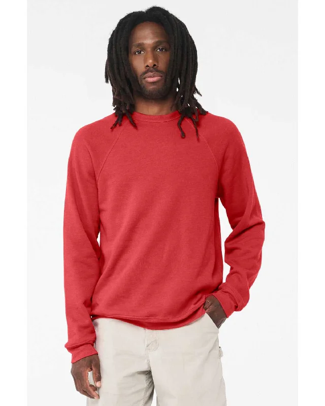 Comfortable Crew Sweatshirt-Bella + Canvas 3901 Sponge Fleece Raglan Crewneck Sweatshirt - Heather Red