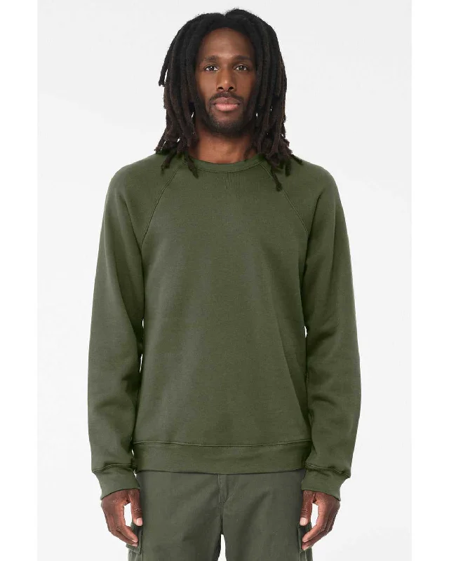 Graphic Sweatshirt-Bella + Canvas 3901 Sponge Fleece Raglan Crewneck Sweatshirt - Military Green