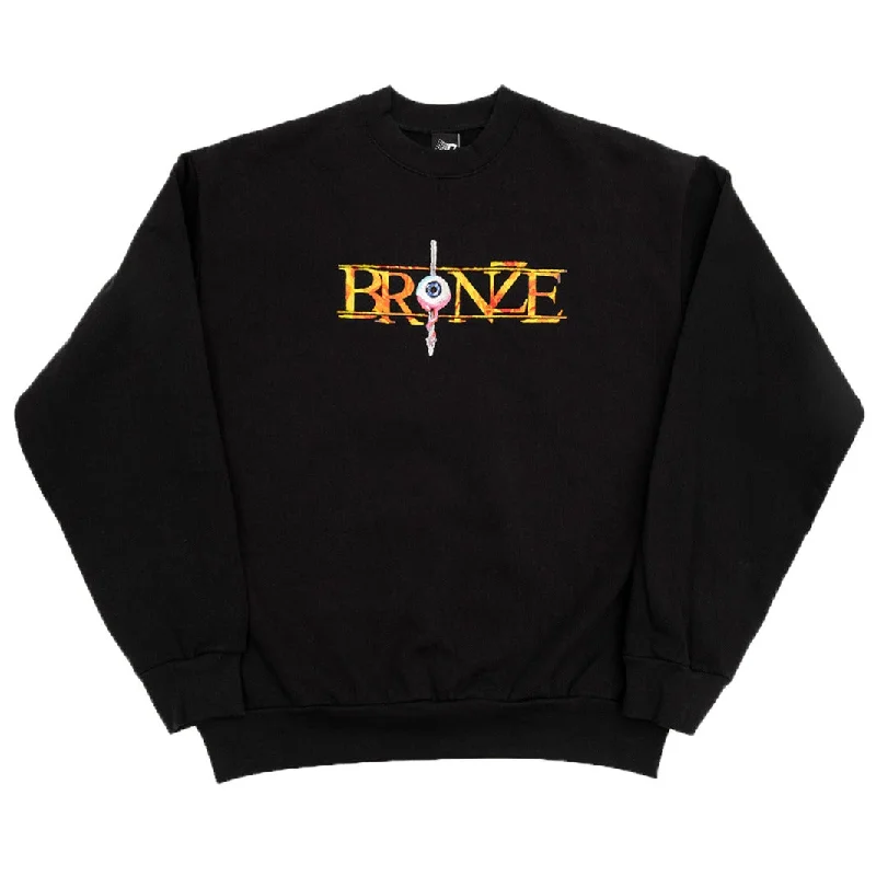 Bright Color Sweatshirt-Bronze 56K Always Hard Embroidered Sweatshirt - Black