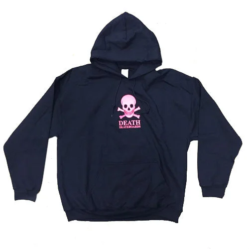 Lightweight Pullover Sweatshirt-Death Skateboards Skull Logo Hoodie - Black/Pink