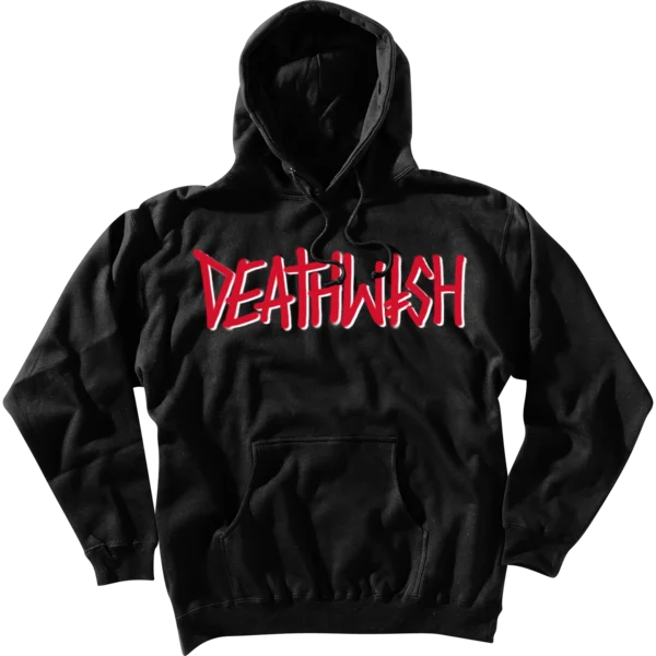 Stylish Layer Sweatshirt-Deathwish Deathspray Logo Hood - Black