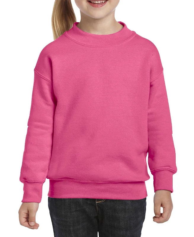 Retro Sweatshirt-Gildan 18000B Youth Heavy Blend Crewneck Sweatshirt - Safety Pink