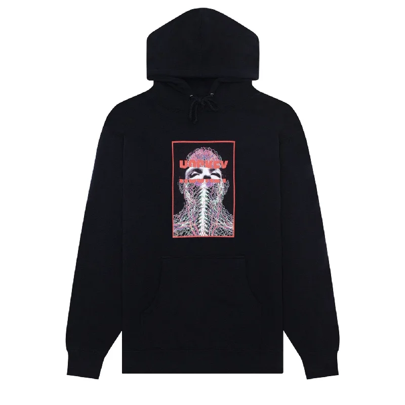 Soft Knit Sweatshirt-Hockey Nerves Hood - Black