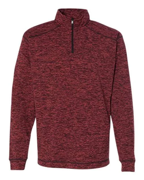 Warm Fleece Pullover-J. America 8614 Cosmic Fleece Quarter-Zip Sweatshirt - Red Fleck