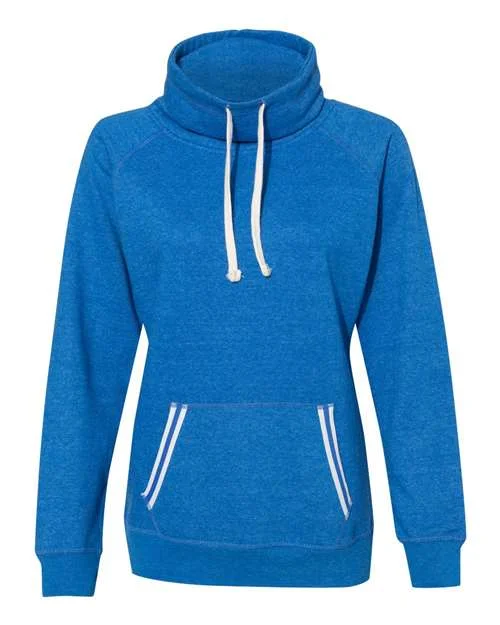 All-Day Sweatshirt-J. America 8653 Womens Relay Cowl Neck Sweatshirt - Royal