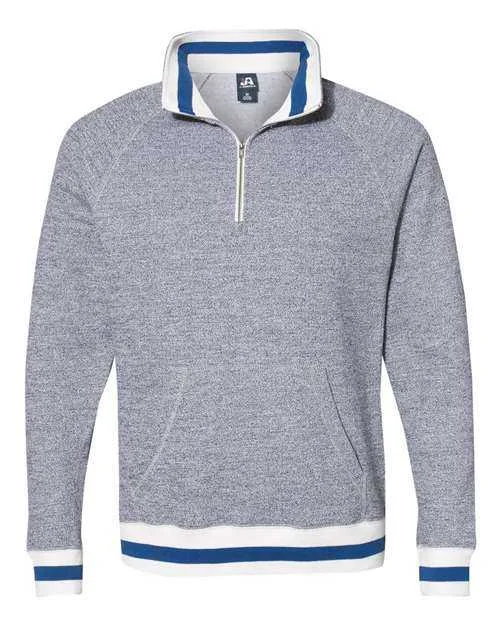 Zip-Up Sweatshirt-J. America 8703 Peppered Fleece Quarter-Zip Sweatshirt - Pepper Royal