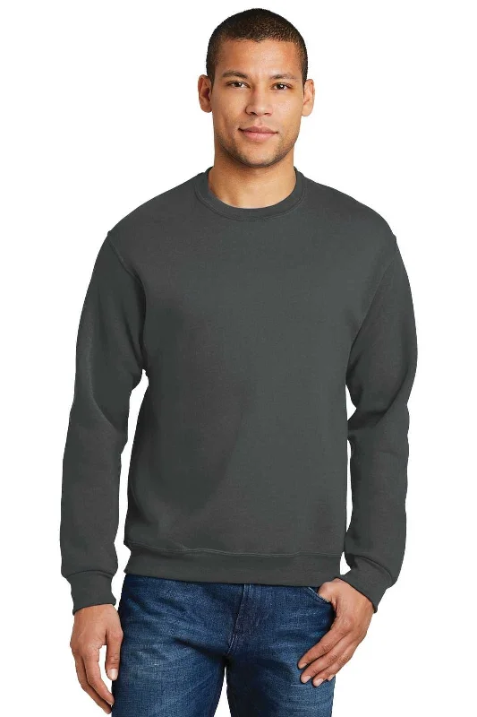 Casual Hoodie Sweatshirt-Jerzees 562MR NuBlend Crewneck Sweatshirt - Charcoal Gray