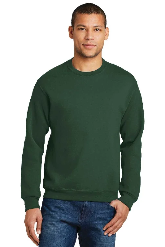 Graphic Print Sweatshirt-Jerzees 562MR Nublend Crewneck Sweatshirt - Forest Green