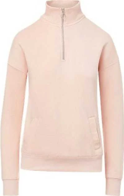 Premium Cotton Sweatshirt-MV Sport W20189 Women's Cloud Fleece Quarter-Zip Sweatshirt - Cameo Pink