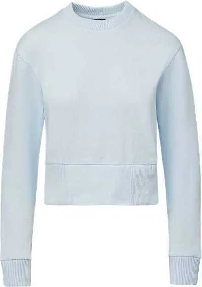 Sports Sweatshirt-MV Sport W22106 Women's Cloud Fleece Crop Crewneck Sweatshirt - Arctic Blue