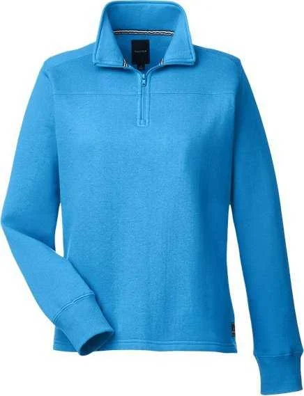 Casual Layer Sweatshirt-Nautica N17397 Women's Anchor Fleece Quarter-Zip Sweatshirt - Azure Blue