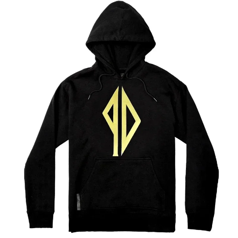 Bold Text Sweatshirt-Piss Drunx Embroidered Logo Hood - Black/Gold