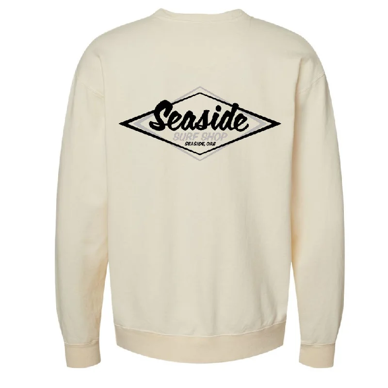 Trendy Sweatshirt-Seaside Surf Shop Vintage Logo Crew Sweatshirt - Ivory