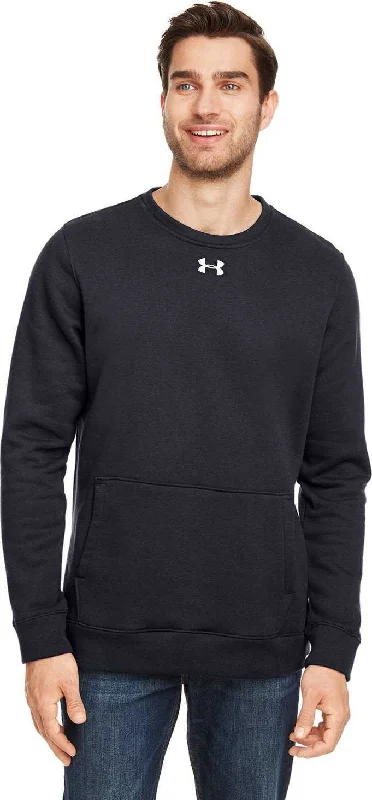 Everyday Sweatshirt-Under Armour 1302159 Men's Hustle Fleece Crewneck Sweatshirt - Black White