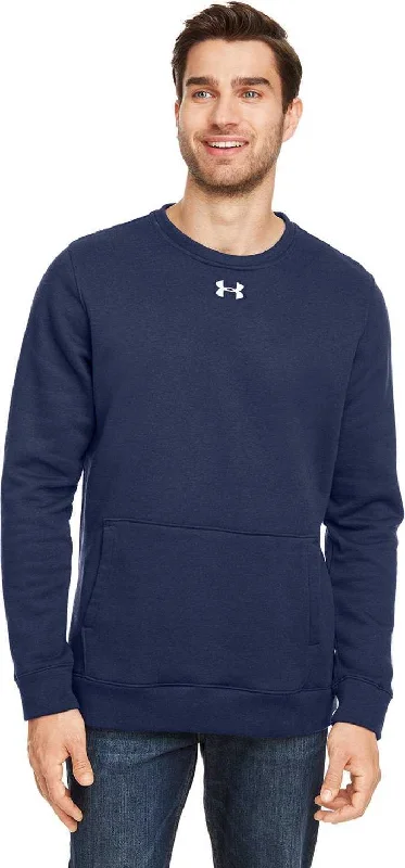 Casual Pullover Sweatshirt-Under Armour 1302159 Men's Hustle Fleece Crewneck Sweatshirt - Midnight Navy White