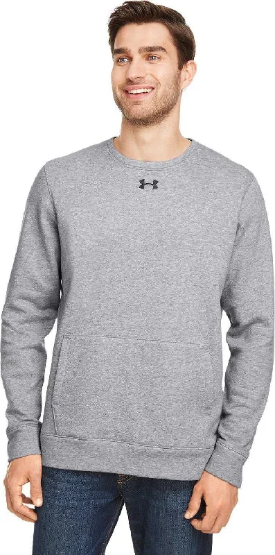 Artistic Sweatshirt-Under Armour 1302159 Men's Hustle Fleece Crewneck Sweatshirt - Team Gray Heathert Black