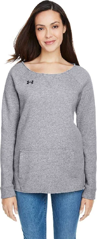 Custom Sweatshirt-Under Armour 1305784 Ladies' Hustle Fleece Crewneck Sweatshirt - Team Gray Heathert Black