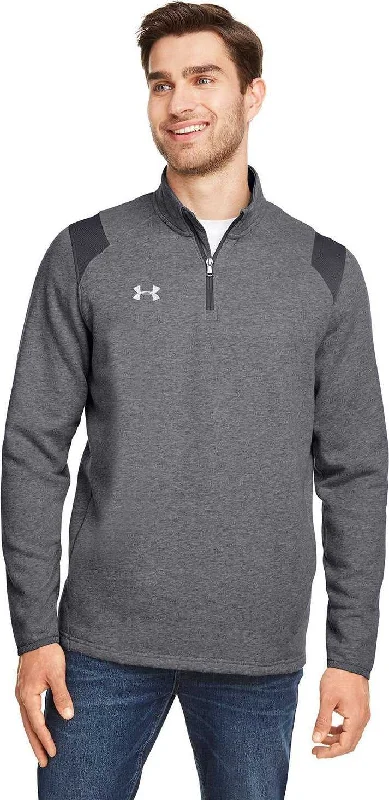 Warm Fleece Pullover-Under Armour 1310071 Men's Hustle Quarter-Zip Pullover Sweatshirt - Carbon Heather White