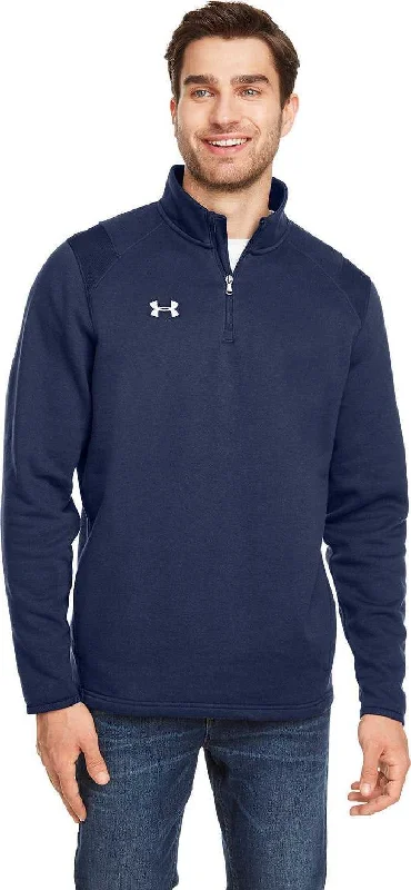 Cozy Fleece Sweatshirt-Under Armour 1310071 Men's Hustle Quarter-Zip Pullover Sweatshirt - Midnight Navy White