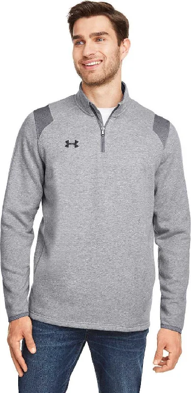 Lightweight Sweatshirt-Under Armour 1310071 Men's Hustle Quarter-Zip Pullover Sweatshirt - Team Gray Heathert Black