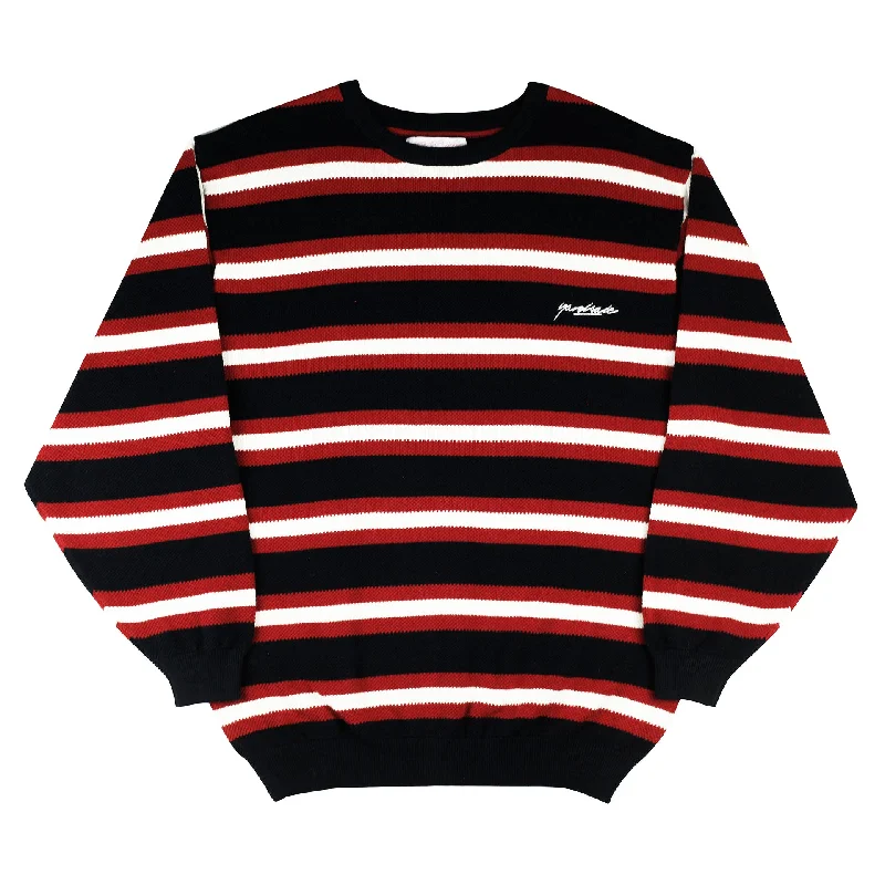 Retro Graphic Sweatshirt-Yardsale Vermont Knit Longsleeve (Black/Scarlet)